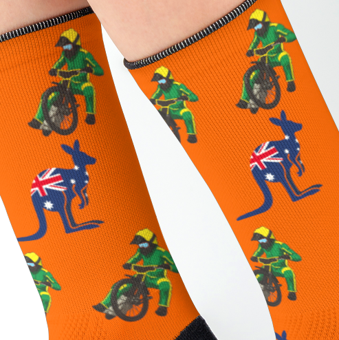orange socks with australian speedway riders